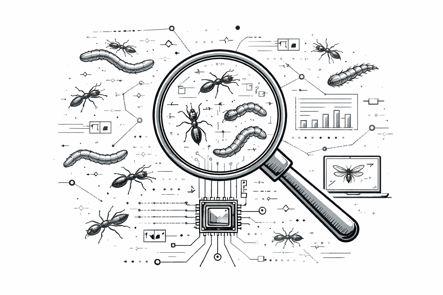 Computer vision line art: ants, worms and collembola